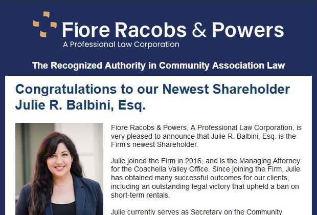 Fiore Racobs & Powers Welcomes Julie R. Balbini, Esq., as Shareholder