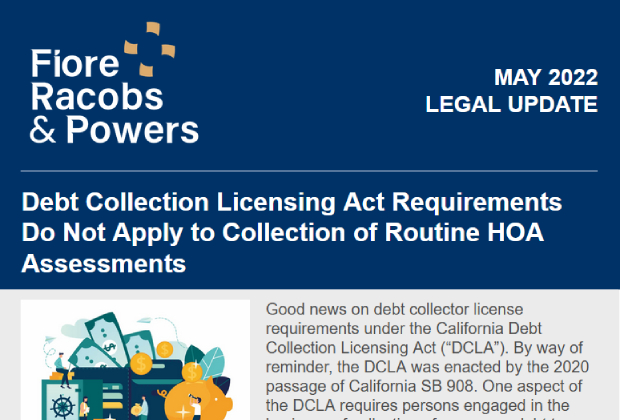 Fiore Racobs & Powers E-News Legal Update - Debt Collection Licensing Requirements
