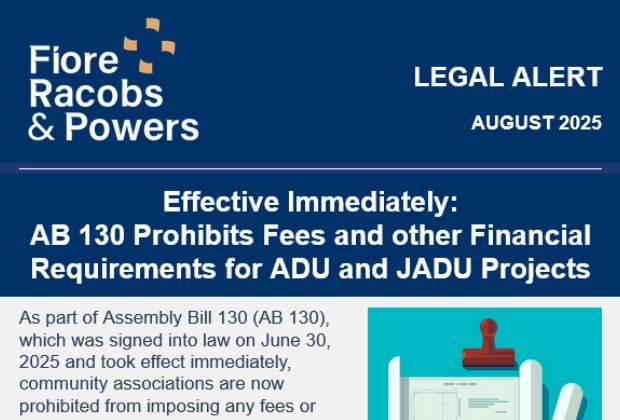 Legal Alert - AB 130 Prohibits Fees and other Financial Requirements for ADU and JADU Projects